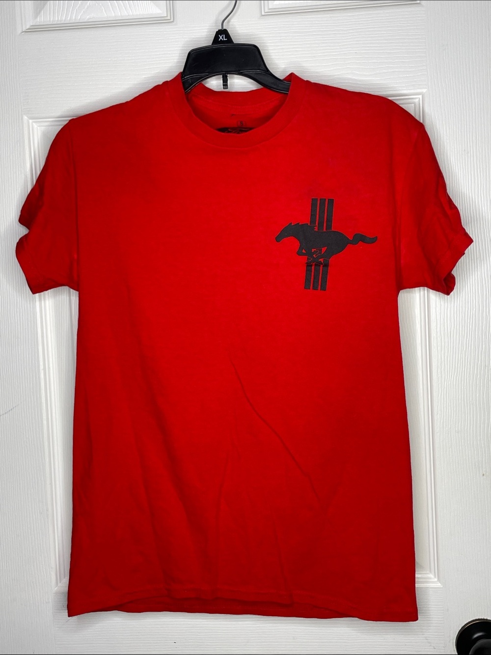 Ford Red Short Sleeve Tee with Black Mustang Logo. Size S